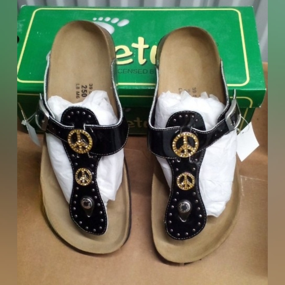 Betula By Birkenstock Rap Metallic Bronze Thong Sandals Size 8